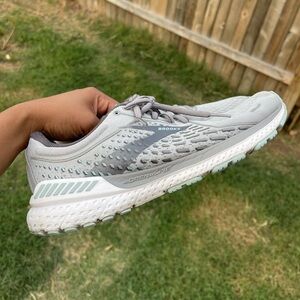 Brooks Adrenaline GTS 21 Running Shoe Women's Size 9 Gray Oyster/Alloy/Lt Blue